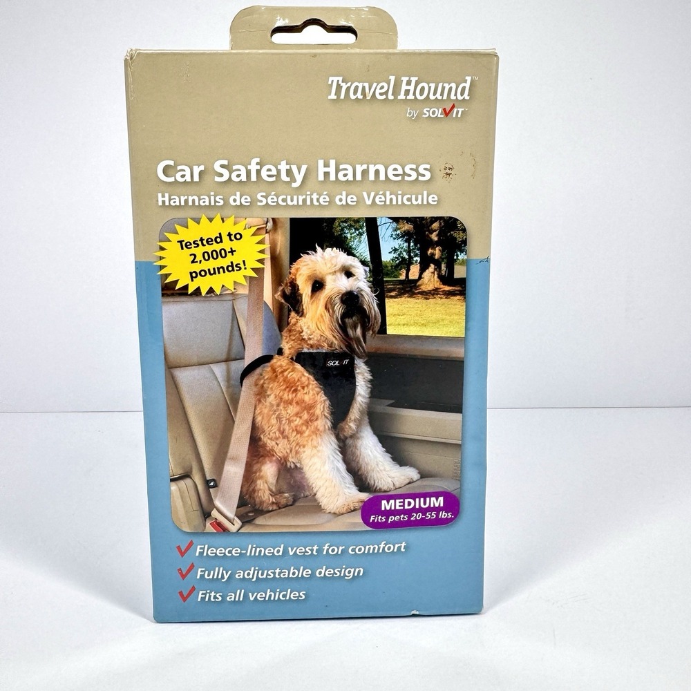 Dog Car Safety Harness Travel Hound Medium 20–55 lbs Fleece Lined Adjustable